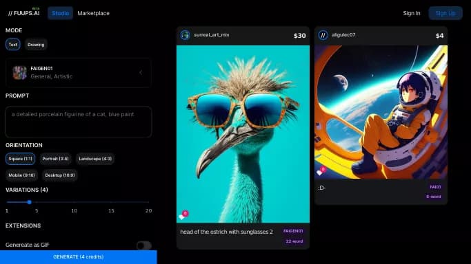 Fuups AI — бесплатная нейросеть   для создания изображений. 