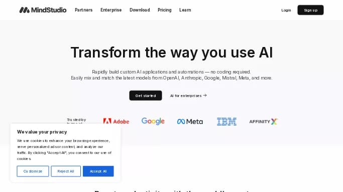 MindStudio — бесплатная нейросеть   для no Code/Low Code разработки, , автономные ИИ (AGI), для помощи в автоматизации. Бесплатная версия с ограниченным функционалом, есть платные тарифы.