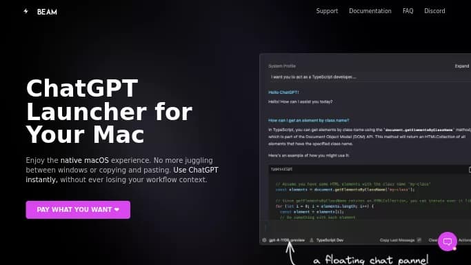 Beam — платная нейросеть   для повышения продуктивности, для помощи в автоматизации. Бесплатная версия с ограниченным функционалом, есть платные тарифы.