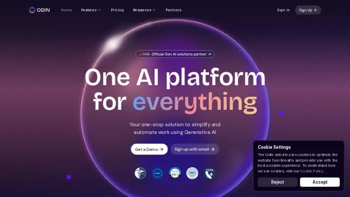 Odin AI — бесплатная нейросеть  , автономные ИИ (AGI). Бесплатная версия с ограниченным функционалом, есть платные тарифы.