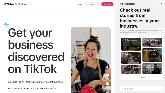 TikTok For Business — платная нейросеть   для маркетинга. Бесплатная версия с ограниченным функционалом, есть платные тарифы.
