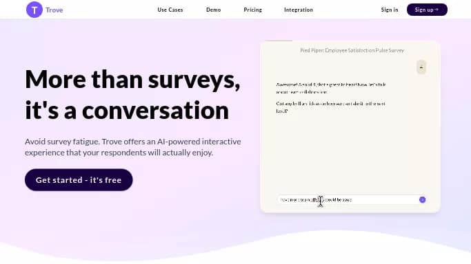 Trove AI — бесплатная нейросеть   для маркетинга. Бесплатная версия с ограниченным функционалом, есть платные тарифы.