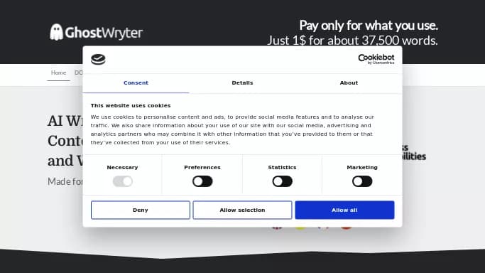 Ghostwryter — платная нейросеть   для копирайтинга. Бесплатная версия с ограниченным функционалом, есть платные тарифы.