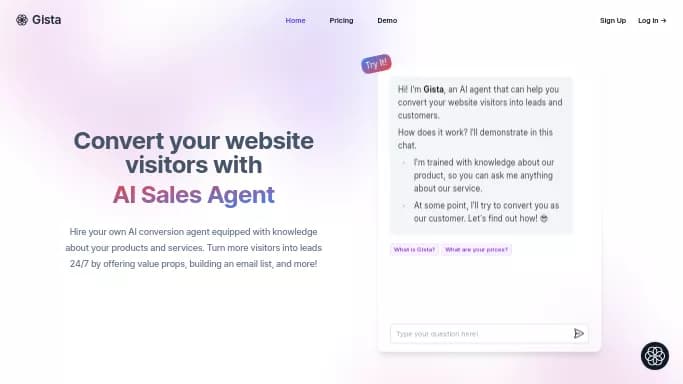 Gista — бесплатная нейросеть   — чат-бот,  для маркетинга. Бесплатная версия с ограниченным функционалом, есть платные тарифы.