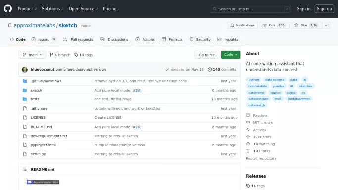 Sketch — бесплатная нейросеть   для разработки программного обеспечения,  Open Source. 