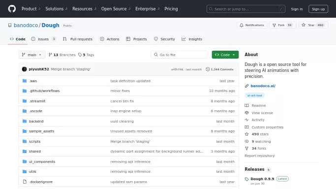 Dough — бесплатная нейросеть   для создания изображений,  Open Source,  для создания видео. 