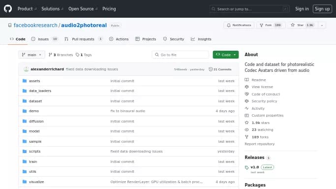 Audio2Photoreal by Meta — бесплатная нейросеть   для развлечений,  для создания аватаров и цифровых 3D персонажей,  Open Source. 