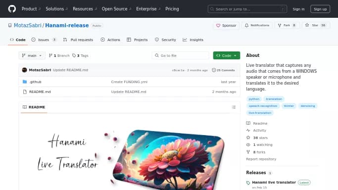 Hanami Live Translator — бесплатная нейросеть   Open Source,  для транскрибации аудио и видео,  для повышения продуктивности,  для помощи в образовании,  для перевода. 