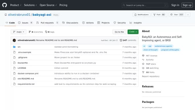 BabyAgi — бесплатная нейросеть  , автономные ИИ (AGI), , расширения ChatGPT,  Open Source. 