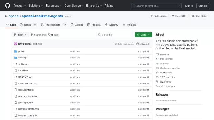 OpenAI Realtime Agents — бесплатная нейросеть   для разработки программного обеспечения,  Open Source. 
