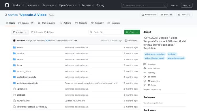 Upscale-A-Video — бесплатная нейросеть  undefined,  Open Source,  для редактирования видео. 