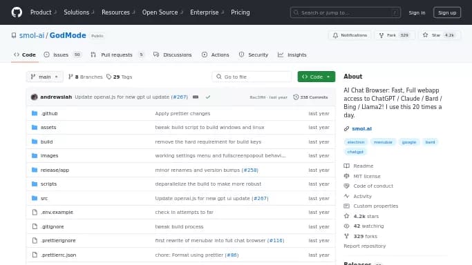 GodMode by Smol.ai — бесплатная нейросеть   — чат-бот,  Open Source, , модели LLM. 