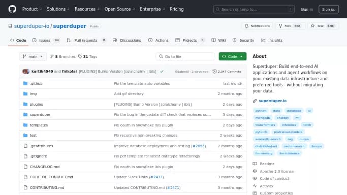 SuperDuperDB — бесплатная нейросеть   для разработки программного обеспечения,  Open Source. 