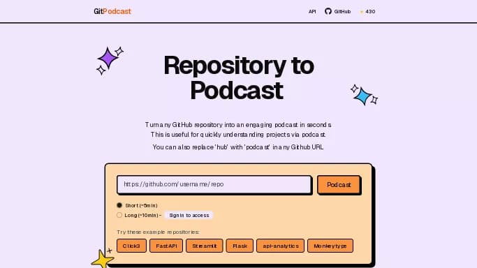 GitPodcast — бесплатная нейросеть  — полезные ИИ,  для разработки программного обеспечения,  для повышения продуктивности. 