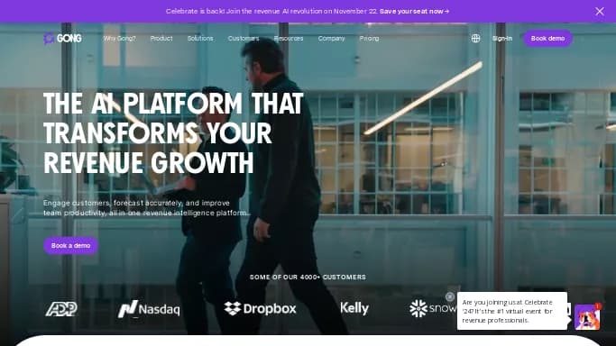 Gong.io — платная нейросеть   для маркетинга. Бесплатная версия с ограниченным функционалом, есть платные тарифы.