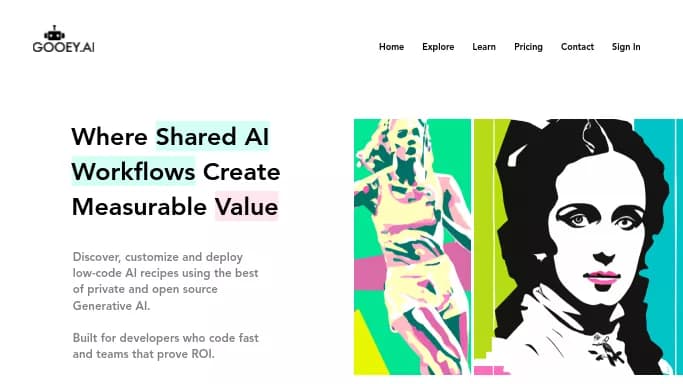 Gooey.AI — бесплатная нейросеть   для no Code/Low Code разработки. Бесплатная версия с ограниченным функционалом, есть платные тарифы.