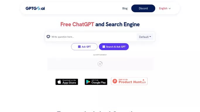 GPTGO — бесплатная нейросеть  , расширения ChatGPT,  для поиска. 