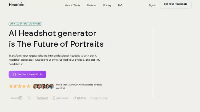 Headpix.ai — платная нейросеть   для создания изображений,  для SMM. Бесплатная версия с ограниченным функционалом, есть платные тарифы.