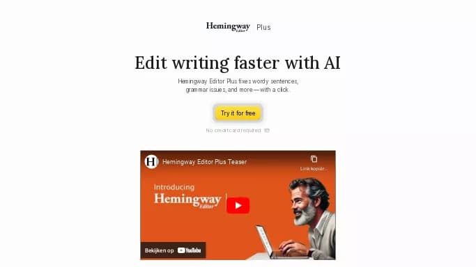 Hemingway Editor — бесплатная нейросеть   для написания текста,  для помощи в образовании. Бесплатная версия с ограниченным функционалом, есть платные тарифы.