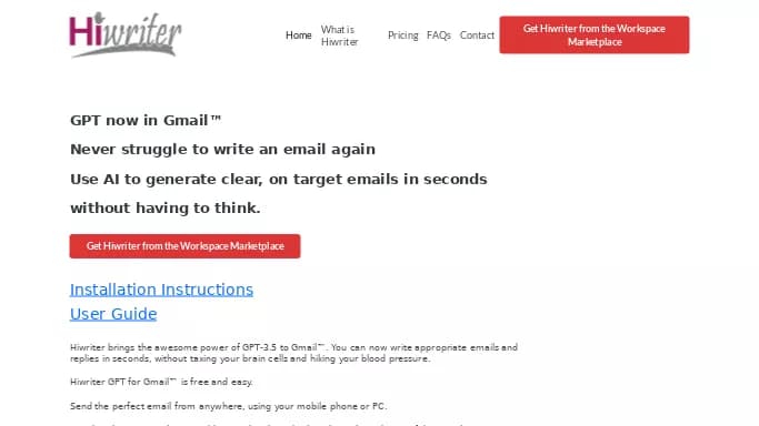 Hiwriter GPT for Gmail — бесплатная нейросеть   для работы с электронной почтой. 
