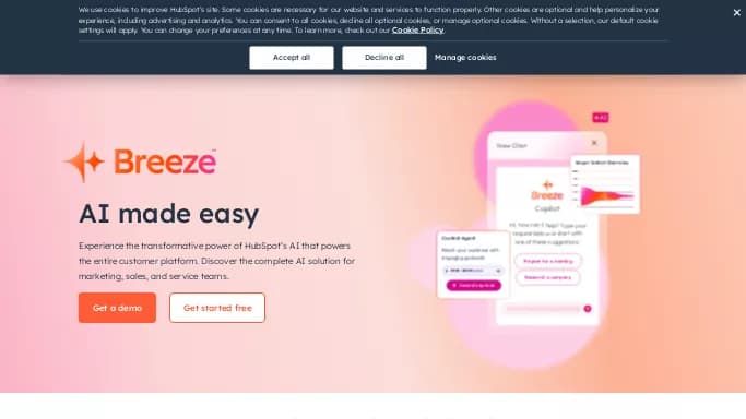Breeze Copilot — бесплатная нейросеть   для маркетинга. Бесплатная версия с ограниченным функционалом, есть платные тарифы.