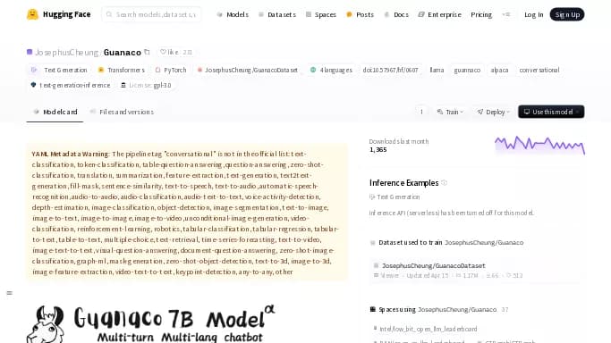 Guanaco AI — бесплатная нейросеть  , модели LLM. 