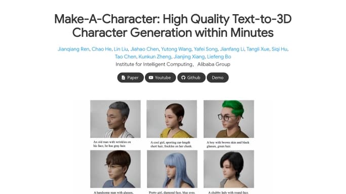 Make-A-Character — бесплатная нейросеть   для 3D и анимации,  Open Source. 