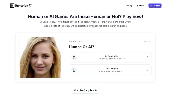 Human or AI — бесплатная нейросеть   в играх,  для научно-исследовательской деятельности. 