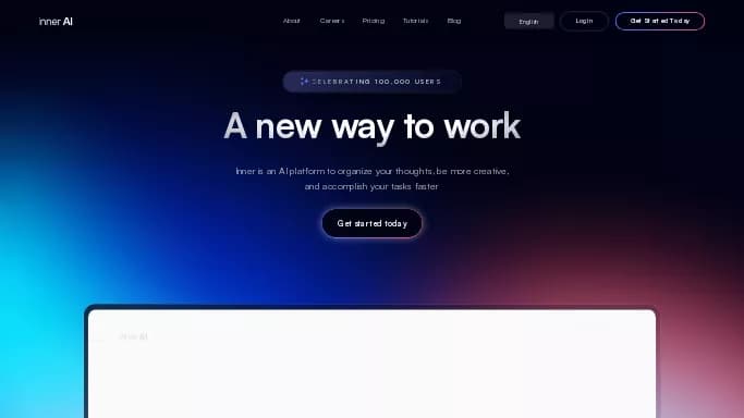 Inner AI — бесплатная нейросеть  для помощи в автоматизации. Бесплатная версия с ограниченным функционалом, есть платные тарифы.