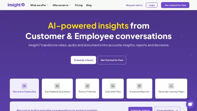 Insight7 — платная нейросеть   для маркетинга,  для повышения продуктивности. Бесплатная версия с ограниченным функционалом, есть платные тарифы.