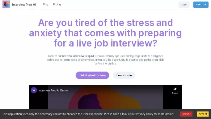 Interview Prep AI — бесплатная нейросеть   помогающие в управлении персоналом. Бесплатная версия с ограниченным функционалом, есть платные тарифы.