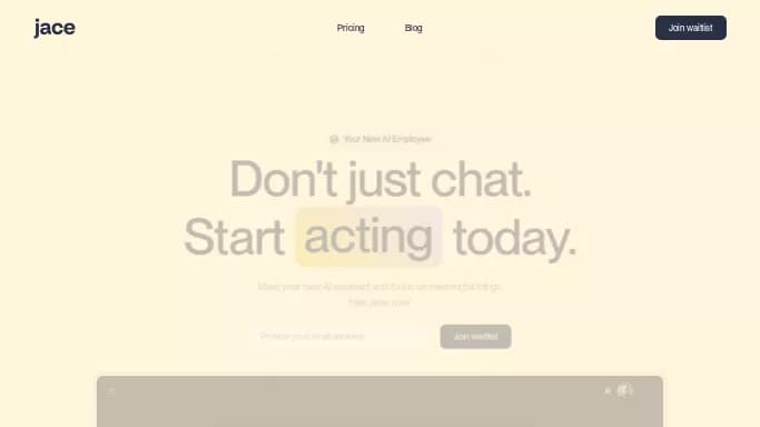 Jace.ai — бесплатная нейросеть  , автономные ИИ (AGI), для помощи в автоматизации. Бесплатная версия с ограниченным функционалом, есть платные тарифы.
