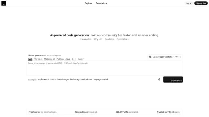 JIT.codes — бесплатная нейросеть   для разработки программного обеспечения. 