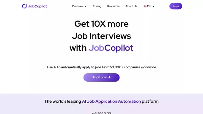 JobCopilot — платная нейросеть  для помощи в автоматизации,  помогающие в управлении персоналом,  для повышения продуктивности. Бесплатная версия с ограниченным функционалом, есть платные тарифы.