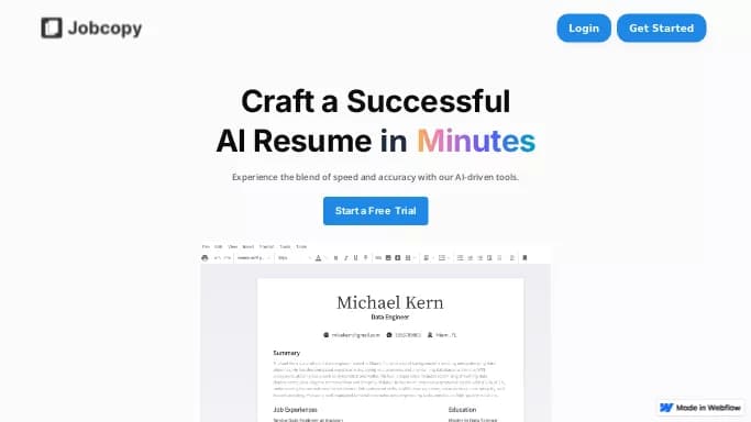 Jobcopy — бесплатная нейросеть   для копирайтинга,  для повышения продуктивности, для помощи в автоматизации,  для написания текста. Бесплатная версия с ограниченным функционалом, есть платные тарифы.