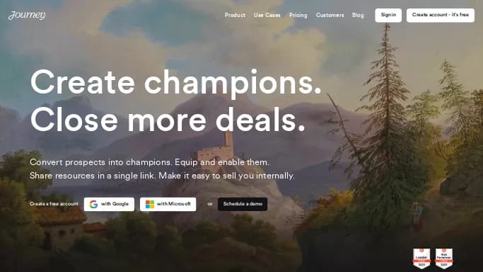 Journey.io — бесплатная нейросеть   для создания презентаций,  для маркетинга. Бесплатная версия с ограниченным функционалом, есть платные тарифы.