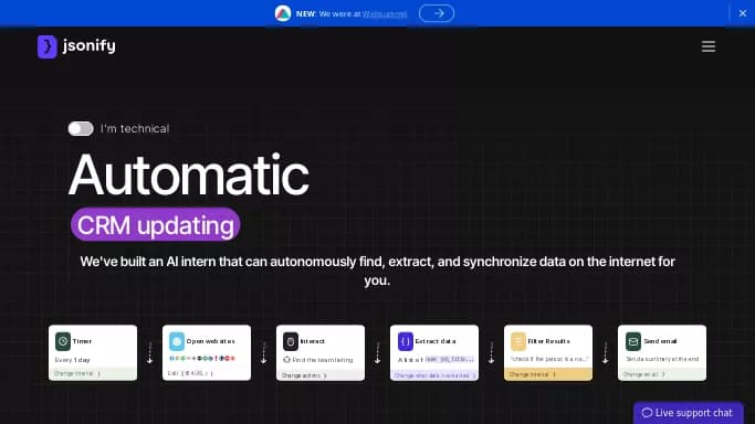 Jsonify — бесплатная нейросеть  , автономные ИИ (AGI), для помощи в автоматизации,  для маркетинга. Бесплатная версия с ограниченным функционалом, есть платные тарифы.