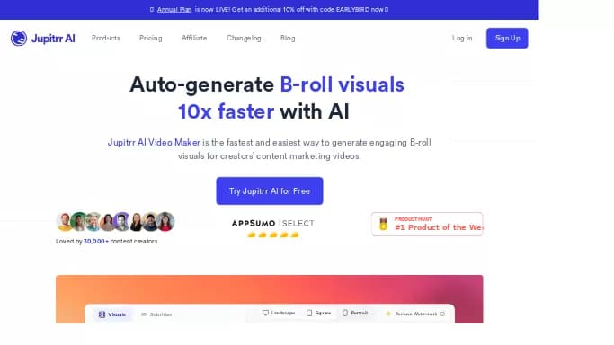 Jupitrr — бесплатная нейросеть   для редактирования видео. Бесплатная версия с ограниченным функционалом, есть платные тарифы.