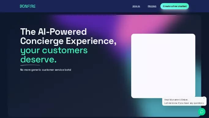 Bonfire — бесплатная нейросеть   для маркетинга,  — чат-бот. Бесплатная версия с ограниченным функционалом, есть платные тарифы.