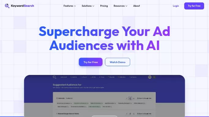 Keyword Search — бесплатная нейросеть   для маркетинга. Бесплатная версия с ограниченным функционалом, есть платные тарифы.