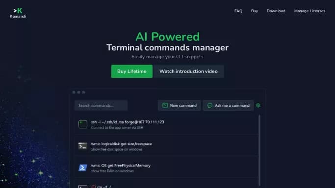 Komandi — платная нейросеть   для разработки программного обеспечения. Бесплатная версия с ограниченным функционалом, есть платные тарифы.