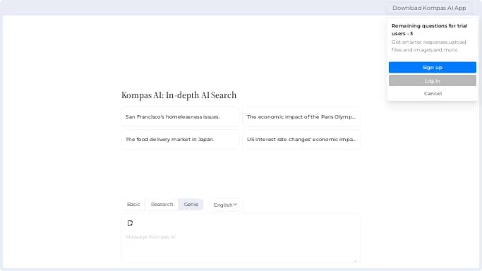 Kompas — платная нейросеть  , автономные ИИ (AGI). Бесплатная версия с ограниченным функционалом, есть платные тарифы.