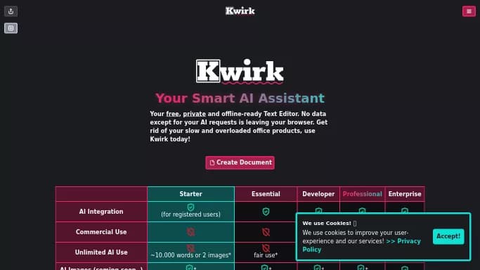Kwirk — платная нейросеть   для повышения продуктивности. Бесплатная версия с ограниченным функционалом, есть платные тарифы.