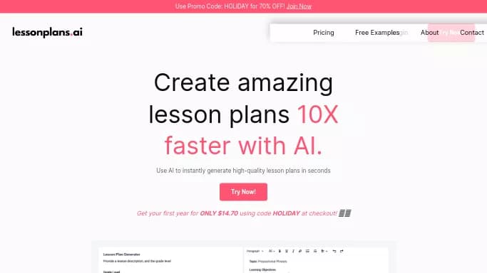 LessonPlans AI — бесплатная нейросеть   для помощи в образовании. Бесплатная версия с ограниченным функционалом, есть платные тарифы.