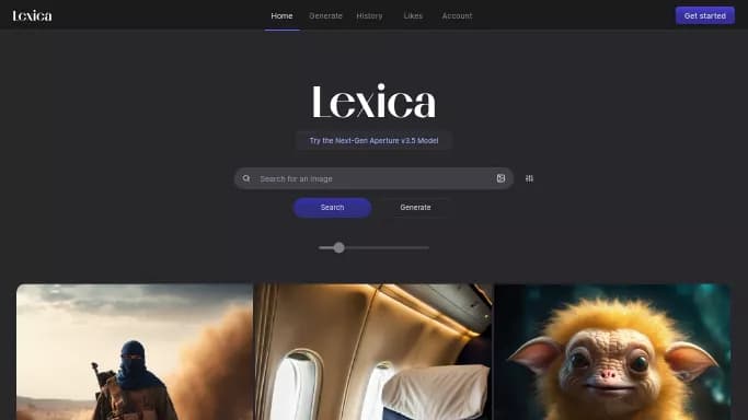 Lexica.art — бесплатная нейросеть   для создания изображений,  для генерации промптов. Бесплатная версия с ограниченным функционалом, есть платные тарифы.