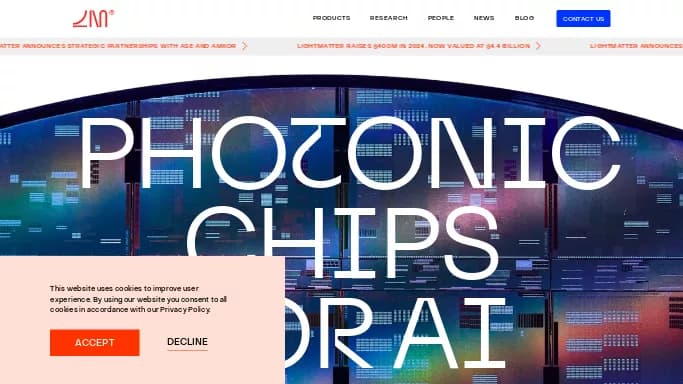 Lightmatter — платная нейросеть   для научно-исследовательской деятельности, в робототехнике и различных устройствах. Бесплатная версия с ограниченным функционалом, есть платные тарифы.