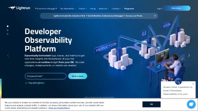 Lightrun — платная нейросеть   для разработки программного обеспечения. Бесплатная версия с ограниченным функционалом, есть платные тарифы.