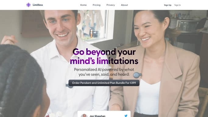 Pendant by Limitless AI — платная нейросеть  в робототехнике и различных устройствах. Бесплатная версия с ограниченным функционалом, есть платные тарифы.