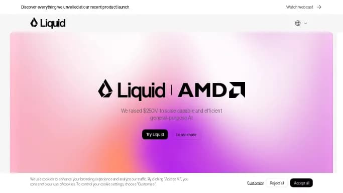 Liquid AI — бесплатная нейросеть   для разработки программного обеспечения, , модели LLM. Бесплатная версия с ограниченным функционалом, есть платные тарифы.