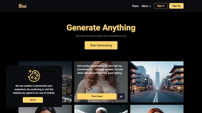 Liro — бесплатная нейросеть   для создания изображений. Бесплатная версия с ограниченным функционалом, есть платные тарифы.